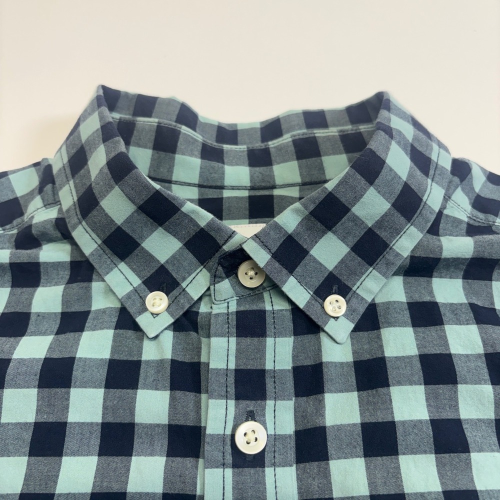 Goodfellow & Co Mens Large Northrop Shirt Blue Gingham Check Short Sleeve - Picture 3 of 13